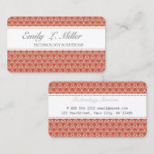 Carte De Visite Damassé blanche rouge de différence de motif jolie (Devant / Derrière)