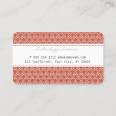 Carte De Visite Damassé blanche rouge de différence de motif jolie (Dos)