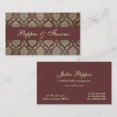 Carte De Visite Damassé Brown de classique (Devant / Derrière)