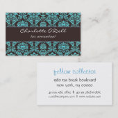 Carte De Visite damassé ; brun bleu (Devant / Derrière)