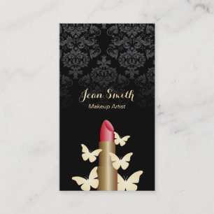 Carte De Visite Damassé de cru de papillons d'or de maquilleur