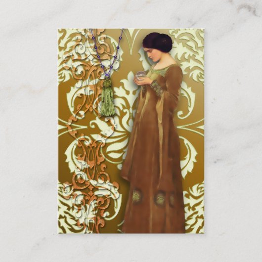 Carte De Visite Damassé de diamant, FASCINATION en or et crème (Devant)