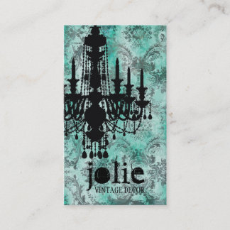 Carte De Visite Damassé de gris de turquoise de lustre de la
