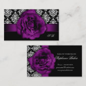 Carte De Visite Damassé de rose de pourpre d'organisateur de (Devant / Derrière)