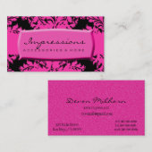 Carte De Visite Damassé de roses indien et de noir (Devant / Derrière)