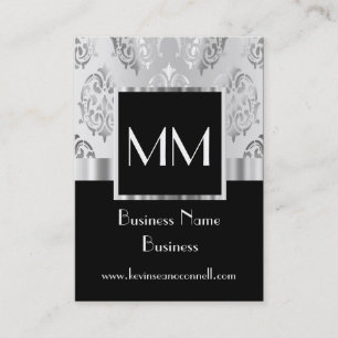 Carte De Visite Damassé décorée d'un monogramme noire