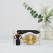 Carte De Visite Damassé d'or d'argent de coiffeur d'Afro-américain (Debout devant)