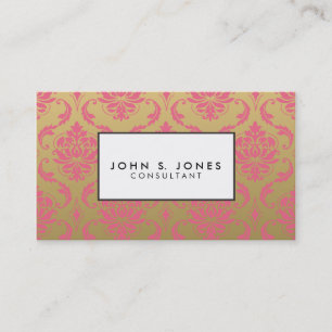 Carte De Visite Damassé d'or et de classique de rose