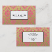 Carte De Visite Damassé d'or et de classique de rose (Devant / Derrière)