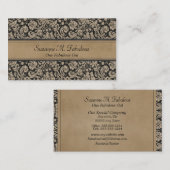 Carte De Visite Damassé élégante élégante dans la crème foncée et (Devant / Derrière)