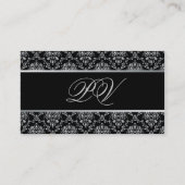 Carte De Visite Damassé élégante élégante de noir d'argent de (Dos)
