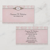 Carte De Visite Damassé élégante élégante en crème rose (Devant / Derrière)