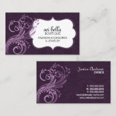 Carte De Visite Damassé élégante et Flourishes (Devant / Derrière)