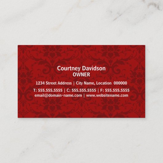 Carte De Visite Damassé élégante et remous (Dos)