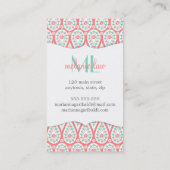 Carte De Visite Damassé élégante moderne Paisley de corail (Dos)