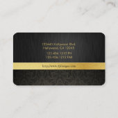 Carte De Visite Damassé élégante professionnelle de noir et d'or (Dos)