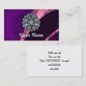 Carte De Visite Damassé et cristal pourpres (Devant / Derrière)