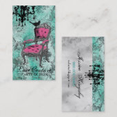 Carte De Visite Damassé fabuleusement française de turquoise de (Devant / Derrière)