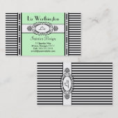 Carte De Visite Damassé fraîche et rayures vertes personnalisables (Devant / Derrière)