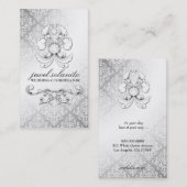 Carte De Visite damassé Luxe du diamant 311-Silver (Devant / Derrière)