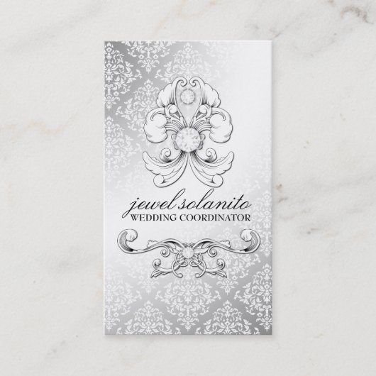 Carte De Visite damassé Luxe du diamant 311-Silver (Devant)