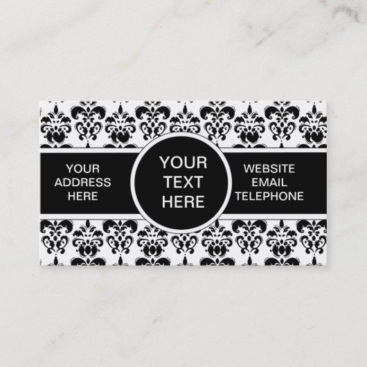 Carte De Visite damassé noir (Devant)