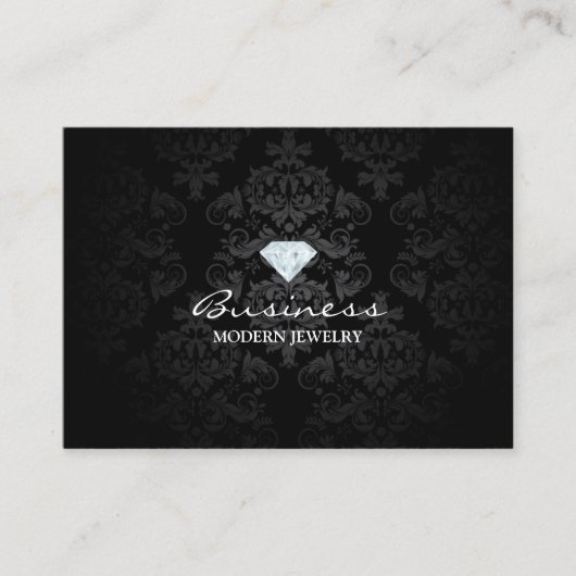 Carte De Visite Damassé noire classique de bijoux modernes (Devant)