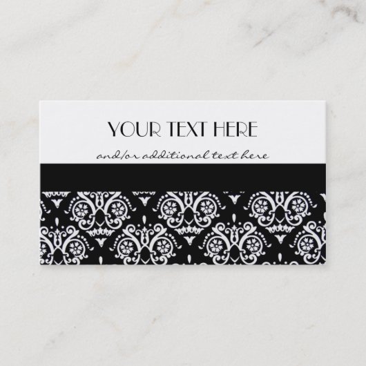 Carte De Visite Damassé noire et blanche (Devant)
