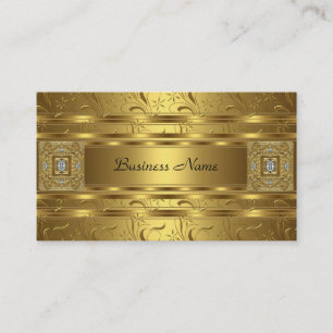 Carte De Visite Damassé Or Noir Fleur Jewel Élégant Chic