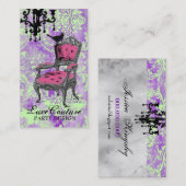 Carte De Visite Damassé pourpre chaude fabuleusement française de (Devant / Derrière)