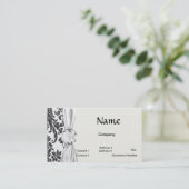 Carte De Visite damassé rose blanc et noir (Debout devant)