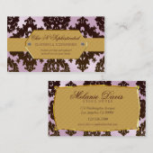 Carte De Visite Damassé rose et Brown moderne (Devant / Derrière)