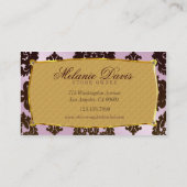 Carte De Visite Damassé rose et Brown moderne (Dos)