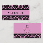 Carte De Visite Damassé rose et noire (Devant / Derrière)