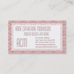 Carte De Visite Damassé sombre élégante de rose rose féminine