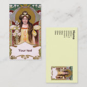 Carte De Visite Dame Art nouveau avec Lys (Devant / Derrière)