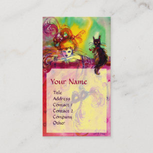 Carte De Visite DAME AVEC CHAT NOIR / Bal mascarade vénitienne