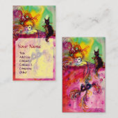 Carte De Visite DAME AVEC CHAT NOIR / Bal mascarade vénitienne (Devant / Derrière)