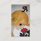 CARTE DE VISITE DAME AVEC ROSE ROUGE BEAUTY MODE COSTUME DESIGNER (Dos)