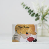 CARTE DE VISITE DAME AVEC ROSE ROUGE BEAUTY MODE COSTUME DESIGNER (Debout devant)