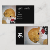 CARTE DE VISITE DAME AVEC ROSE ROUGE BEAUTY MODE COSTUME DESIGNER (Devant / Derrière)