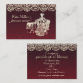 Carte De Visite dame boit du thé (Devant / Derrière)