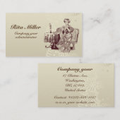 Carte De Visite dame boit du thé (Devant / Derrière)