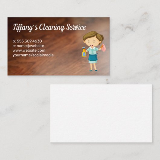 Carte De Visite Dame de nettoyage | Planchers de bois (Devant / Derrière)