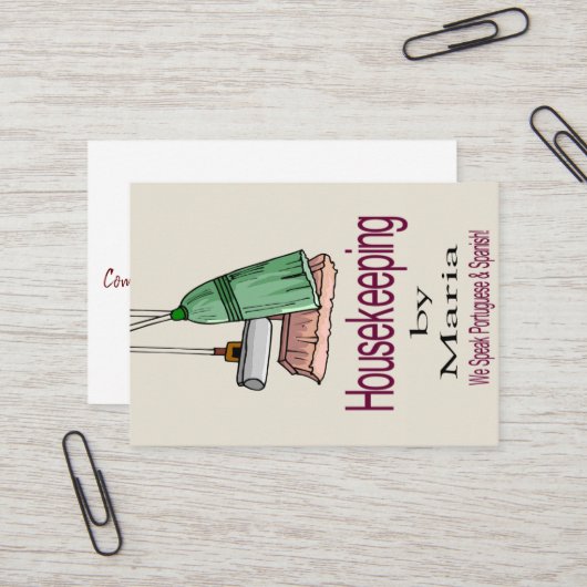 Carte de visite, Dame du ménage (Devant/Arrière en situation)