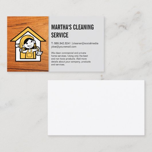 Carte De Visite Dame plus propre | Services de tenue de maisons (Devant / Derrière)