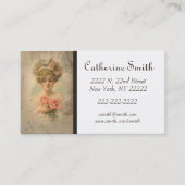 Carte De Visite Dame Victorienne Avec Appel Rose/ (Devant)