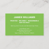 Carte de visite d'aménagement paysager de la pelou (Dos)