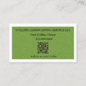 Carte de visite d'aménagement paysager pour l'entr (Dos)