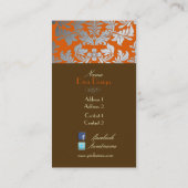 Carte De Visite Damier argenté / orange brûlé / chocolat (Dos)